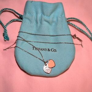 Tiffany Pink Double Heart Tag Pendant